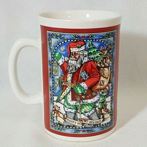 Santa Coffee Mug Ceramic Puppy Elf Happy Holidays Christmas Papel Freelance